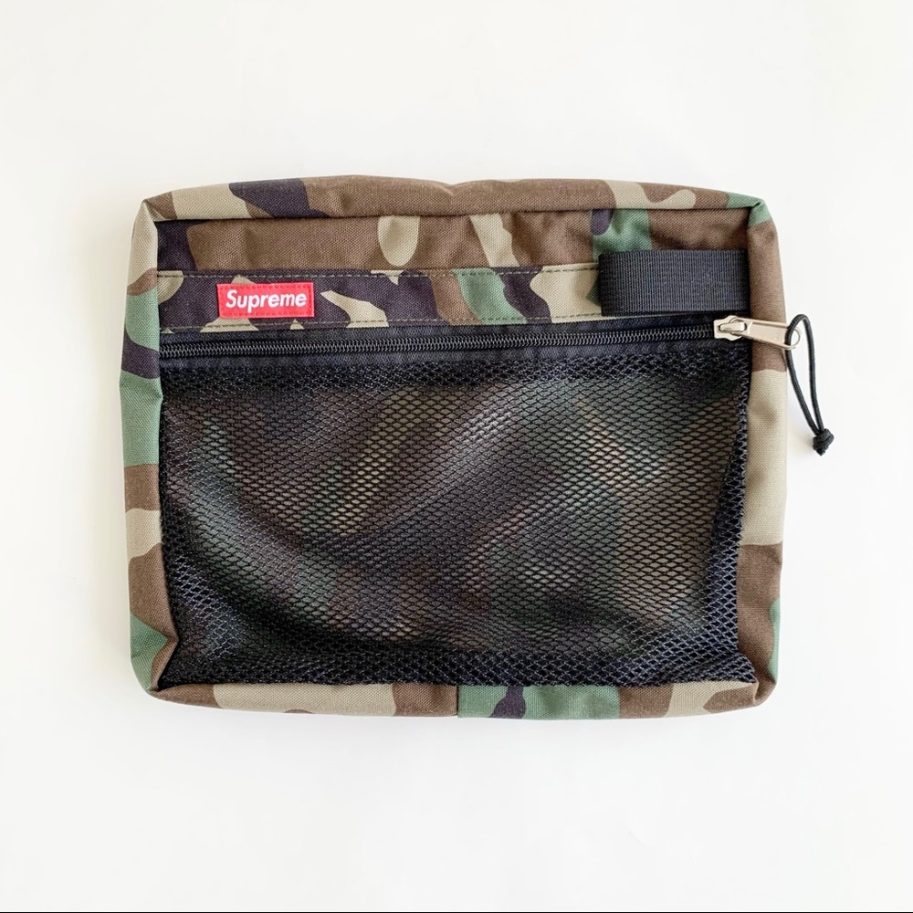 SUPREME | NEW 1PC MEDIUM CAMO MESH ORGANIZER POUCH/CLUTCH HYPEBEAST STREETWEAR